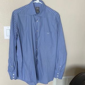 Lacoste Men’s Blue Stripe Button Up Long Sleeve Shirt Size 40 (medium)